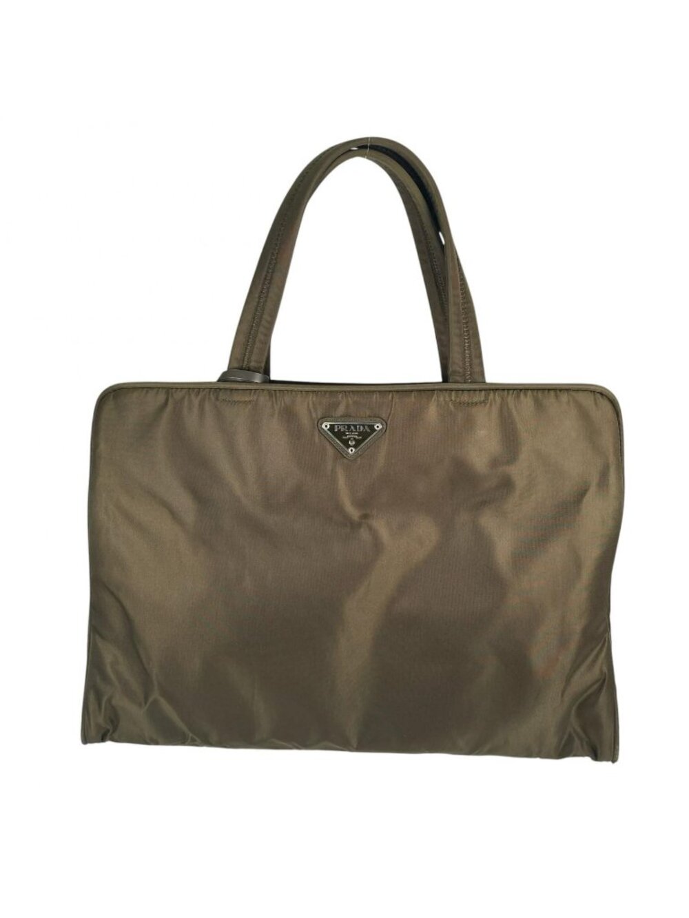 Prada Triangle Logo Handbag Nylon Khaki